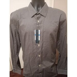 New NWT Perry Ellis Men's Shirt Size XL Polka Dot Button Down Black Cotton